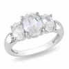 Oval Lab-Created White Sapphire Three Stone Ring in Sterling Silver