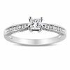 Princess-Cut Lab-Created White Sapphire and Diamond Accent Promise Ring in Sterling Silver