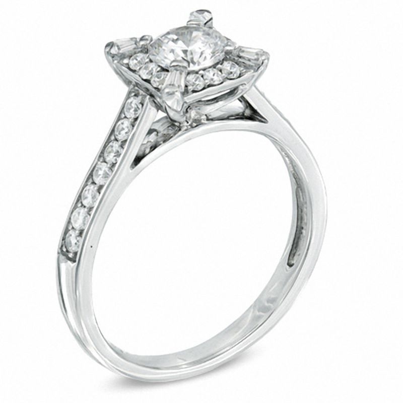 Celebration Canadian Ideal 0.82 CT. T.W. Certified Diamond Frame Engagement Ring 14K White Gold (I/I1)