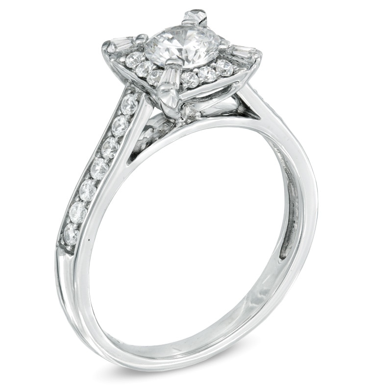 Celebration Canadian Ideal 0.82 CT. T.W. Diamond Frame Engagement Ring in 14K White Gold (I/I1)