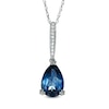 Pear-Shaped London Blue Topaz and Lab-Created White Sapphire Pendant in Sterling Silver