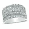 Thumbnail Image 1 of 1.00 CT. T.W. Baguette and Round Diamond Multi-Row Anniversary Ring in 10K White Gold