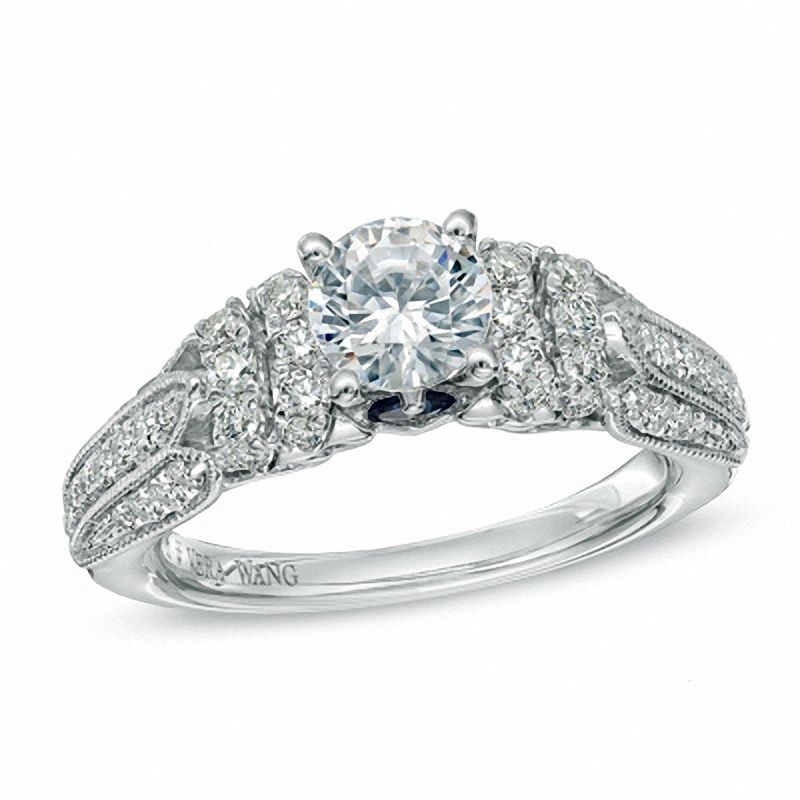Vera Wang Love Collection 1.20 CT. T.W. Diamond Double Collar Engagement Ring in 14K White Gold