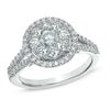 Thumbnail Image 0 of 1.25 CT. T.W. Diamond Cluster Frame Split Shank Engagement Ring in 14K White Gold