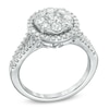 Thumbnail Image 1 of 1.25 CT. T.W. Diamond Cluster Frame Split Shank Engagement Ring in 14K White Gold