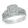 Thumbnail Image 0 of 0.40 CT. T.W. Princess-Cut Composite Diamond Frame Bridal Set in 10K White Gold