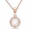 Thumbnail Image 1 of 6.0mm Morganite and Diamond Accent Frame Pendant in 10K Rose Gold - 17"