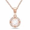 Thumbnail Image 0 of 6.0mm Morganite and Diamond Accent Frame Pendant in 10K Rose Gold - 17"