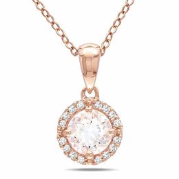 6.0mm Morganite and Diamond Accent Frame Pendant in 10K Rose Gold - 17&quot;