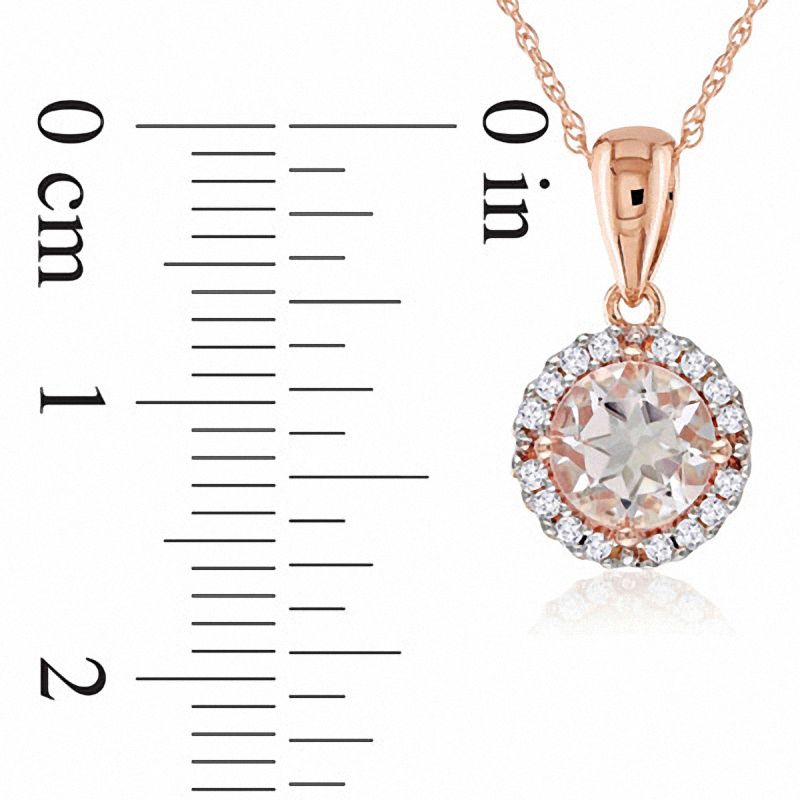 6.0mm Morganite and Diamond Accent Frame Pendant in 10K Rose Gold - 17"