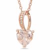 Thumbnail Image 0 of 7.0mm Heart-Shaped Morganite and Diamond Accent Pendant in 10K Rose Gold - 17"