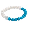 8.0 - 9.0mm Freshwater Pearl, Turquoise and Crystal Bracelet - 7.25"