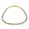 Thumbnail Image 1 of Oval Multi-Gemstone and Diamond Accent Necklace in Sterling Silver with 18K Gold Plate - 17"