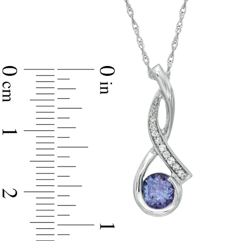 5.0mm Tanzanite and Diamond Accent Flowing Pendant in 10K White Gold