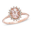 Thumbnail Image 0 of Oval Morganite and 0.16 CT. T.W. Diamond Ring in 10K Rose Gold