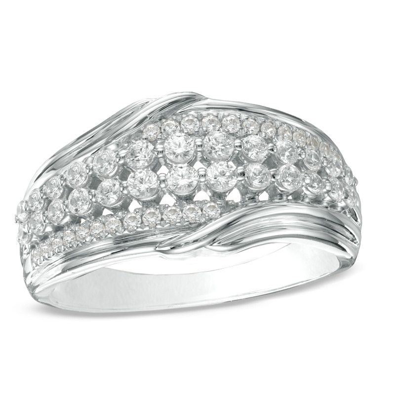 0.50 CT. T.W. Diamond Triple Row Anniversary Ring in 10K White Gold