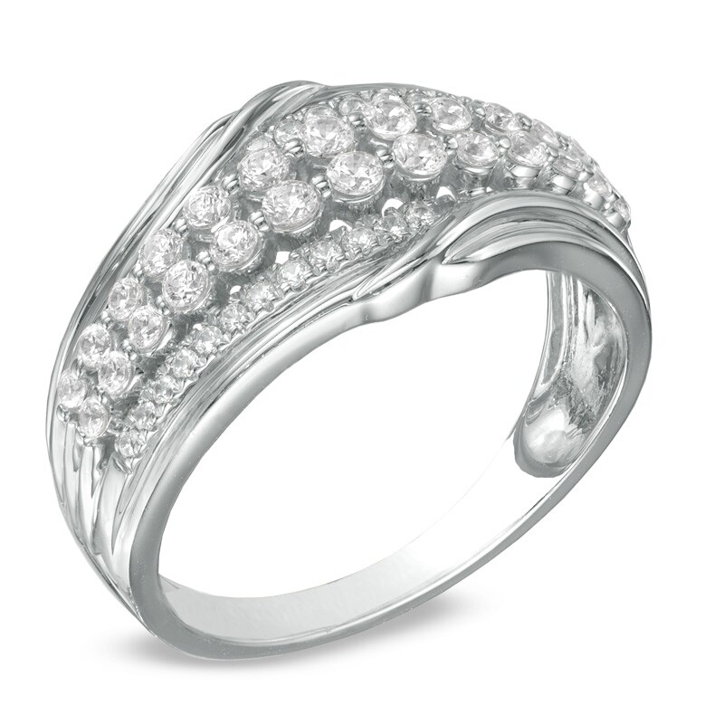 0.50 CT. T.W. Diamond Triple Row Anniversary Ring in 10K White Gold