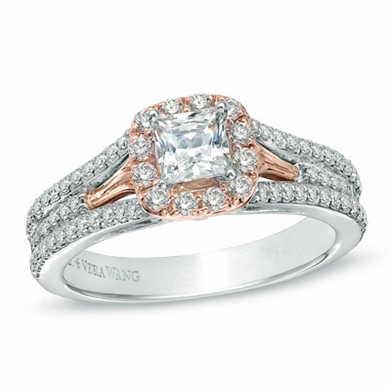 Vera Wang Love Collection 0.95 CT. T.W. Princess-Cut Diamond Engagement Ring in 14K Two-Tone Gold