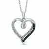 Thumbnail Image 1 of Black and White Diamond Accent Heart Pendant in Sterling Silver