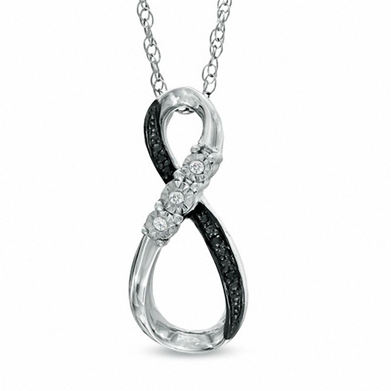 Black and White Diamond Accent Infinity Pendant in Sterling Silver