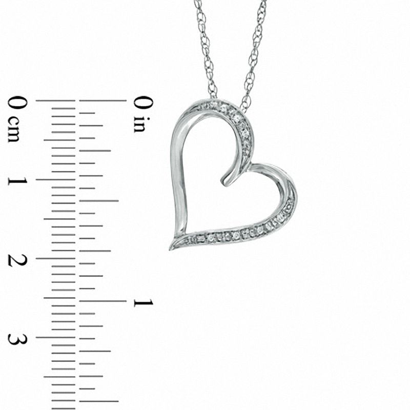 Diamond Accent Tilted Heart Pendant in Sterling Silver