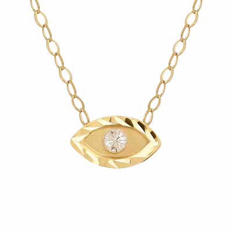 Main Image 1 of TEENYTINY™ Crystal Evil Eye Pendant in 10K Gold - 17"