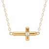 Thumbnail Image 1 of TEENYTINY™ Crystal Sideways Cross Necklace in 10K Gold - 17"