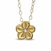 Thumbnail Image 1 of TEENYTINY™ Diamond-Cut Flower Pendant in 10K Gold - 17"