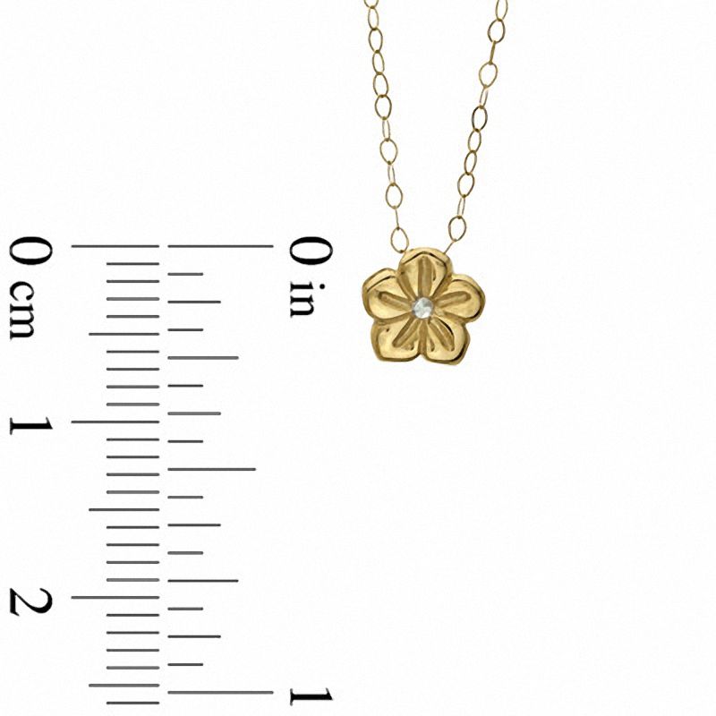 Main Image 2 of TEENYTINY™ Diamond-Cut Flower Pendant in 10K Gold - 17"