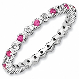 Stackable Expressions™ Lab-Created Ruby and Diamond Accent Eternity Band in Sterling Silver