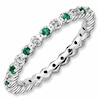 Thumbnail Image 0 of Stackable Expressions™ Lab-Created Emerald and Diamond Accent Eternity Band in Sterling Silver