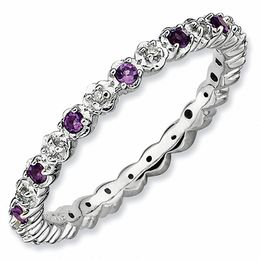 Stackable Expressions™ Amethyst and Diamond Accent Eternity Band in Sterling Silver