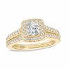 Thumbnail Image 0 of Vera Wang Love Collection 0.95 CT. T.W. Diamond Vintage-Style Double Row Engagement Ring in 14K Gold