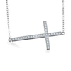 Thumbnail Image 0 of Lab-Created White Sapphire Sideways Cross Necklace in Sterling Silver