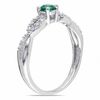 Thumbnail Image 1 of 3.5mm Lab-Created Emerald and Diamond Accent Twist Ring in Sterling Silver