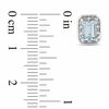 Thumbnail Image 2 of Emerald-Cut Aquamarine and Diamond Accent Stud Earrings in Sterling Silver