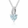 Thumbnail Image 0 of 7.0mm Heart-Shaped Aquamarine and Diamond Accent Pendant in Sterling Silver
