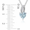 7.0mm Heart-Shaped Aquamarine and Diamond Accent Pendant in Sterling Silver
