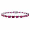 Thumbnail Image 1 of Oval Lab-Created Ruby Tennis Bracelet in Sterling Silver