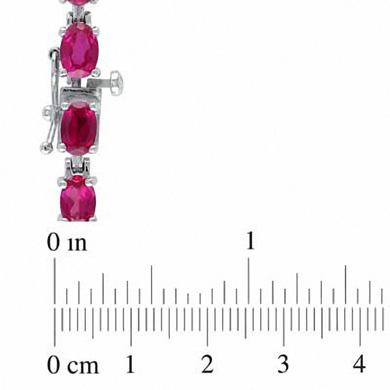 Main Image 2 of Oval Lab-Created Ruby Tennis Bracelet in Sterling Silver