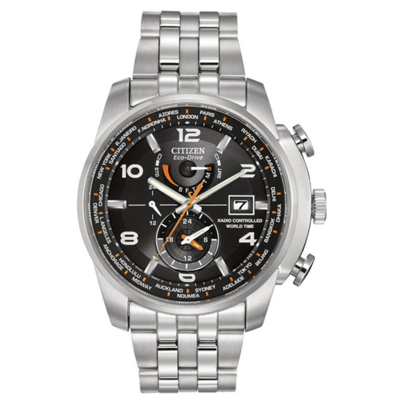 Men's Citizen Eco-Drive® World Time A-T Watch with Black Dial (Model: AT9010-52E)|Peoples Jewellers