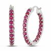 Thumbnail Image 1 of Lab-Created Ruby Inside-Out Hoop Earrings in Sterling Silver