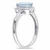 Thumbnail Image 1 of Emerald-Cut Aquamarine and Diamond Accent Ring in Sterling Silver