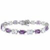 Oval Amethyst and White Lab-Created Sapphire Bracelet in Sterling Silver - 7.25"
