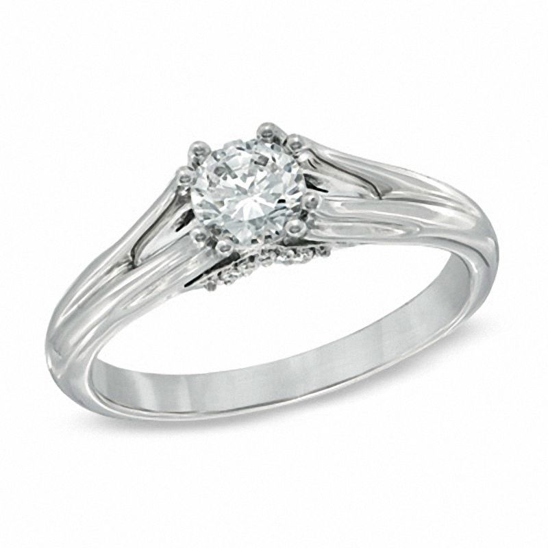0.50 CT. T.W. Certified Canadian Diamond Engagement Ring in 14K White Gold (I/I1)
