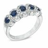 Thumbnail Image 1 of Vera Wang Love Collection Blue Sapphire and 0.38 CT. T.W. Diamond Five Stone Frame Ring in 14K White Gold