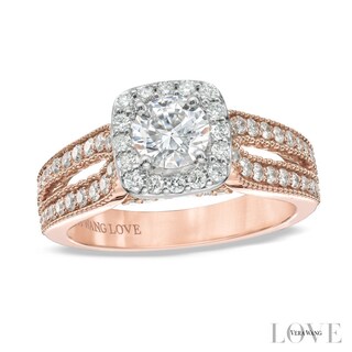 Vera Wang Love Collection 1.18 CT. T.W. Diamond Split Shank Engagement Ring in 14K Rose Gold