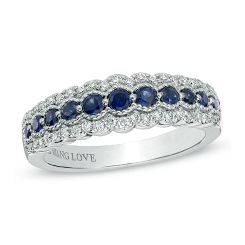 Vera Wang Love Collection Blue Sapphire and 0.21 CT. T.W. Diamond ...