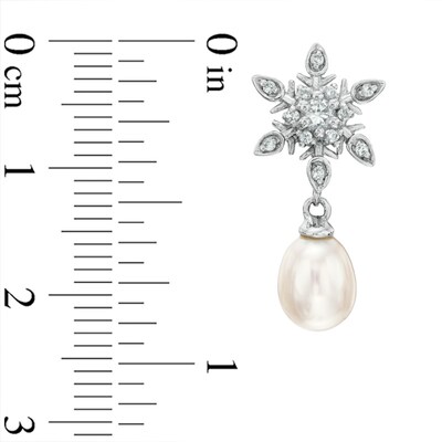 6.0-7.5 Freshwater Cultured Pearl and Lab-Created White Sapphire Pendant and Earrings Set in Sterling Silver