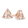Thumbnail Image 0 of 5.0mm Trillion-Cut Morganite Stud Earrings in 10K Rose Gold